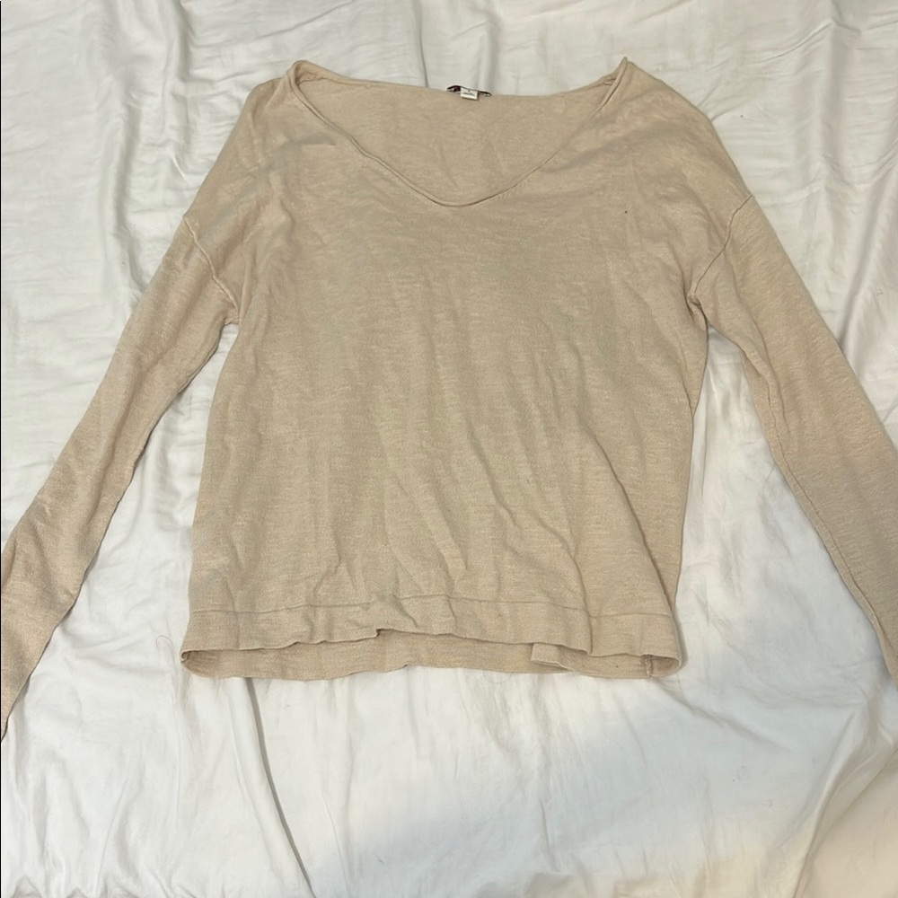 Women's Cream V-Neck Top
